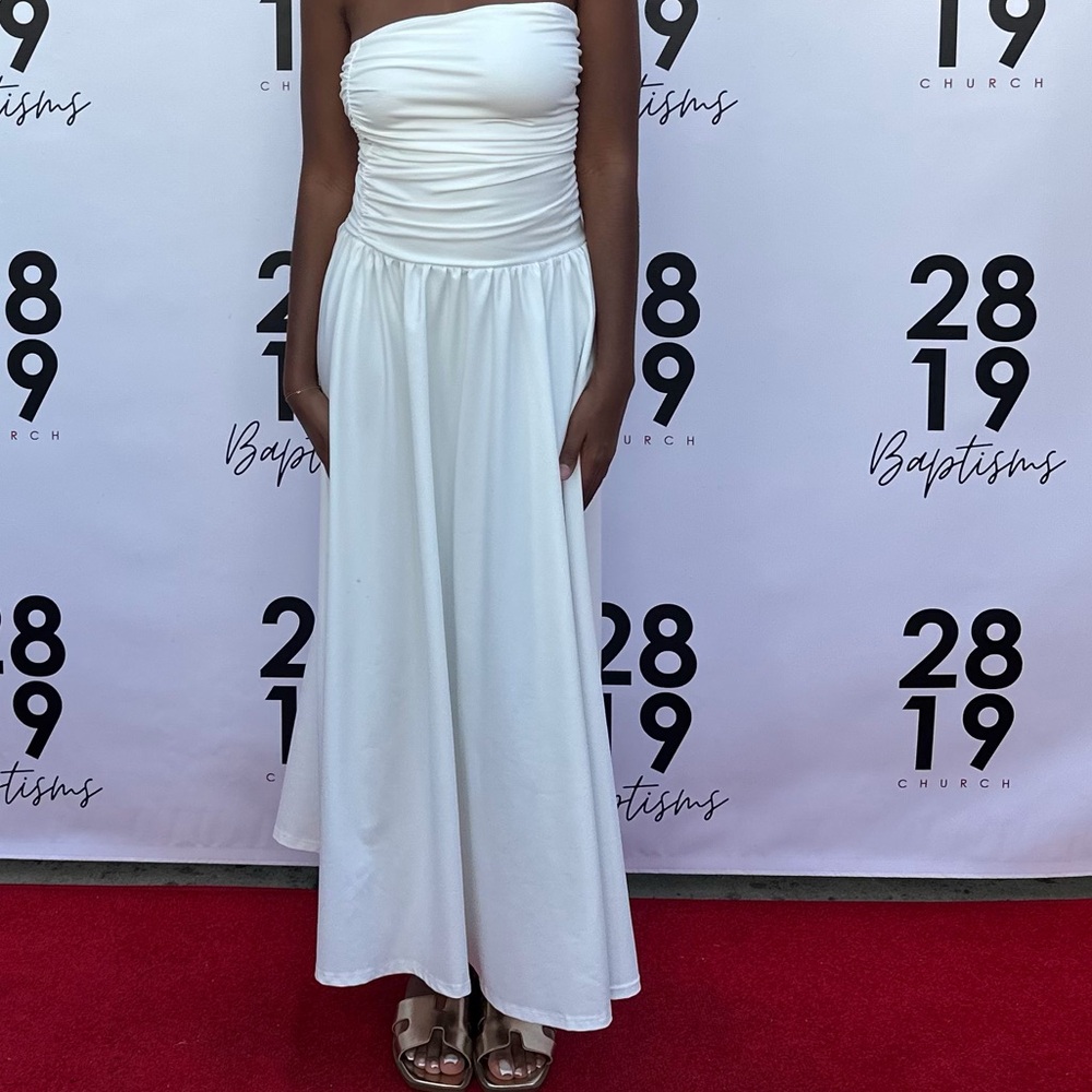 Strapless White Maxi Dress